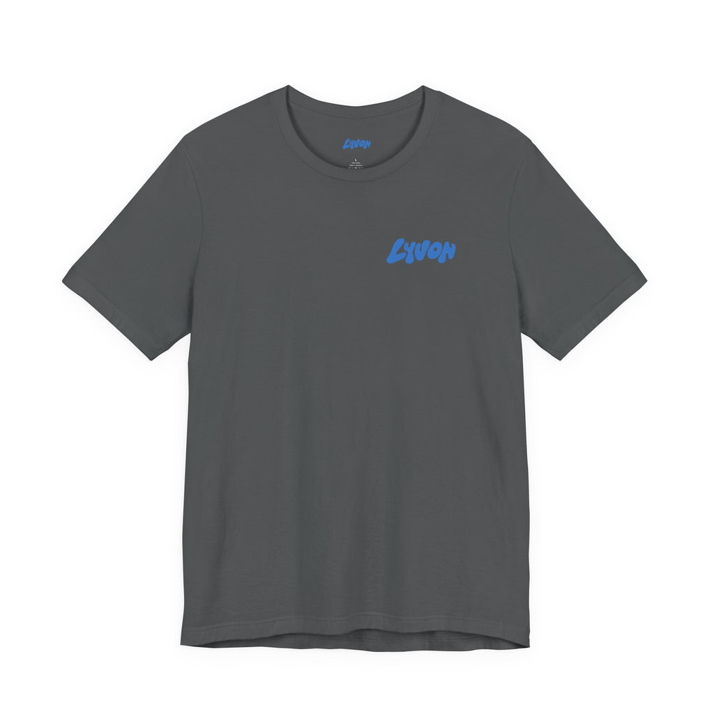 Lyvon Logo Tee — Retro Blue Speed Cube Graphic T-Shirt