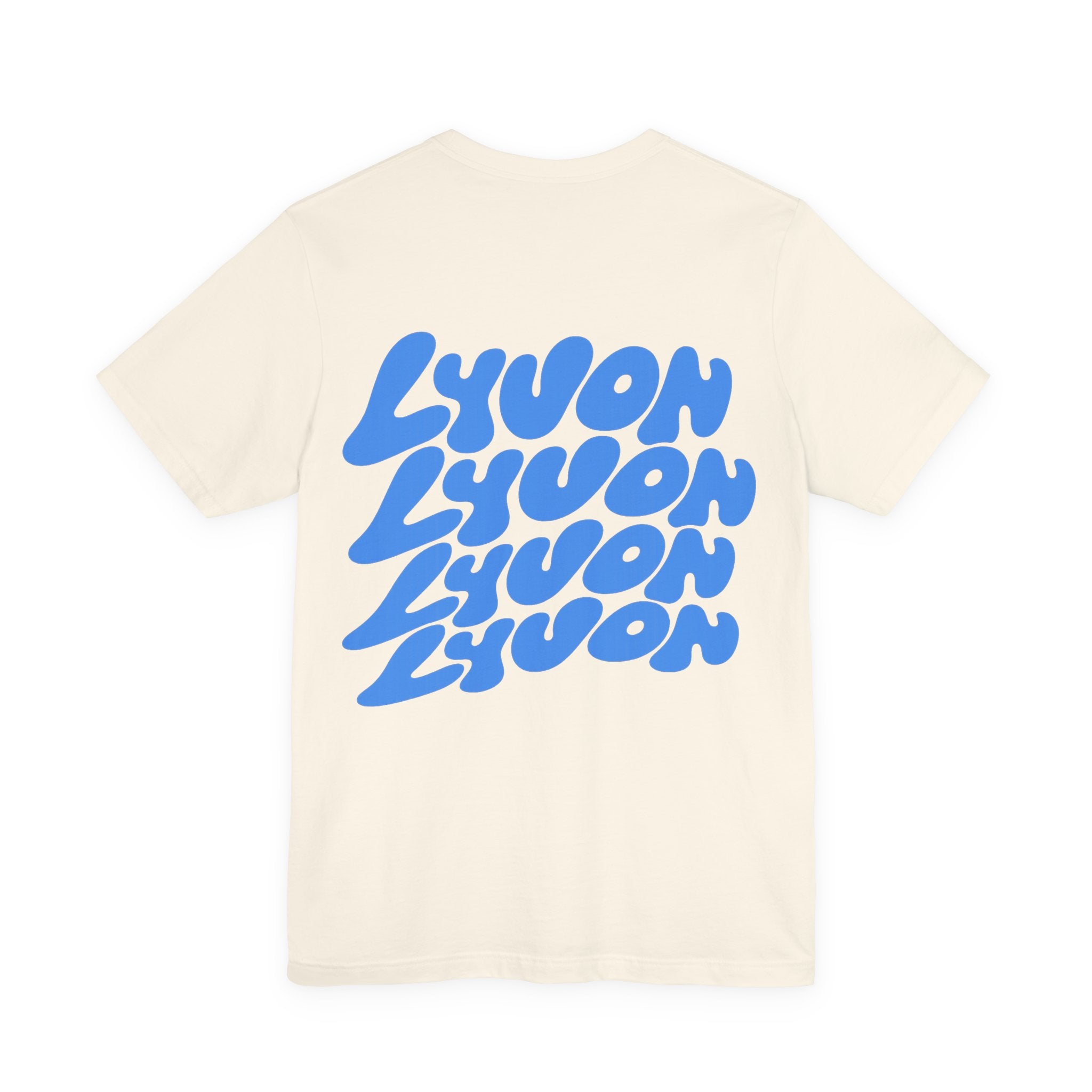 Lyvon Retro Wave Graphic Tee — Blue Logo Short Sleeve Shirt