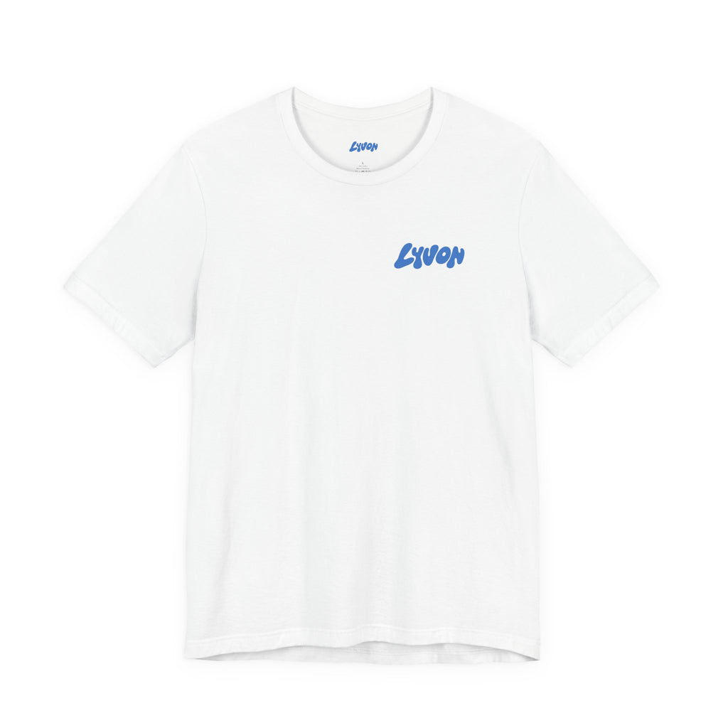 Lyvon Logo Tee — Retro Blue Speed Cube Graphic T-Shirt