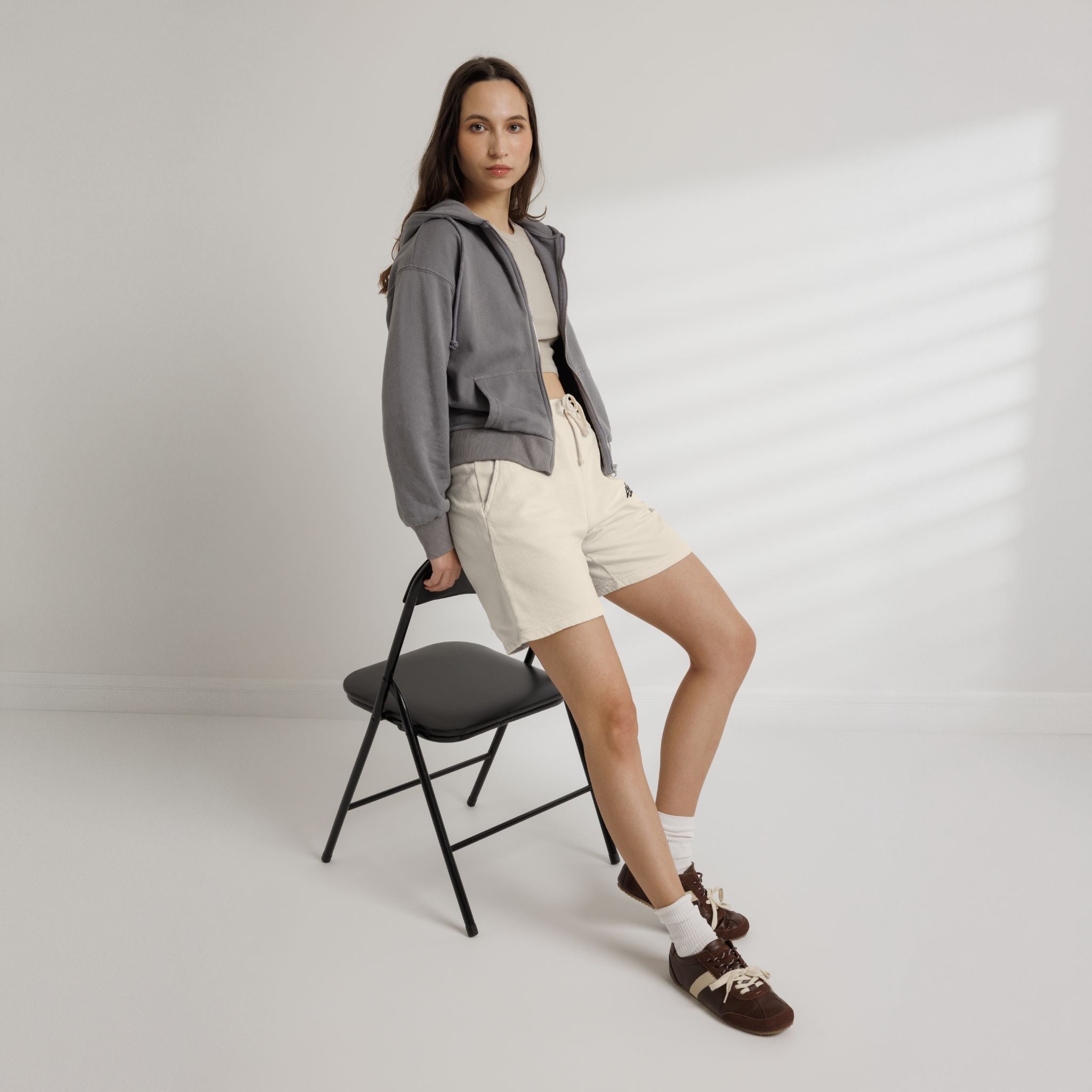 Lightweight Fleece Sweat Shorts - Garment-Dyed Casual Lounge Shorts with Script Logo