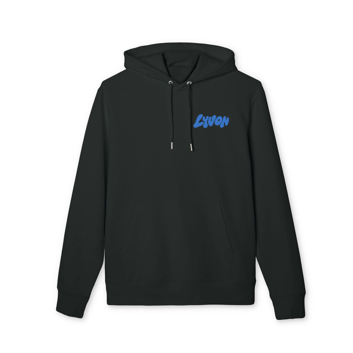 Hoodie — Retro Bubble Logo Hoodie ("LYUON" Blue on White)