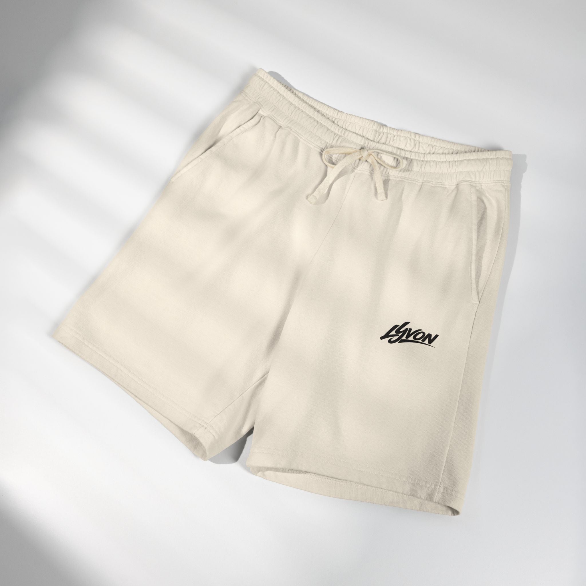 Lightweight Fleece Sweat Shorts - Garment-Dyed Casual Lounge Shorts with Script Logo