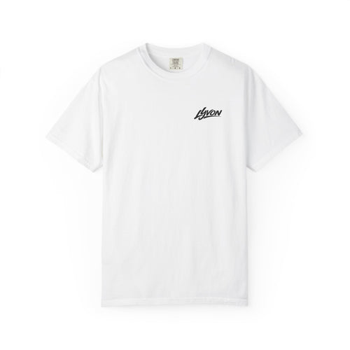 Copy of Lyvon Script Logo T‑Shirt — Retro Blue Graphic Tee (Front Chest & Back Print)