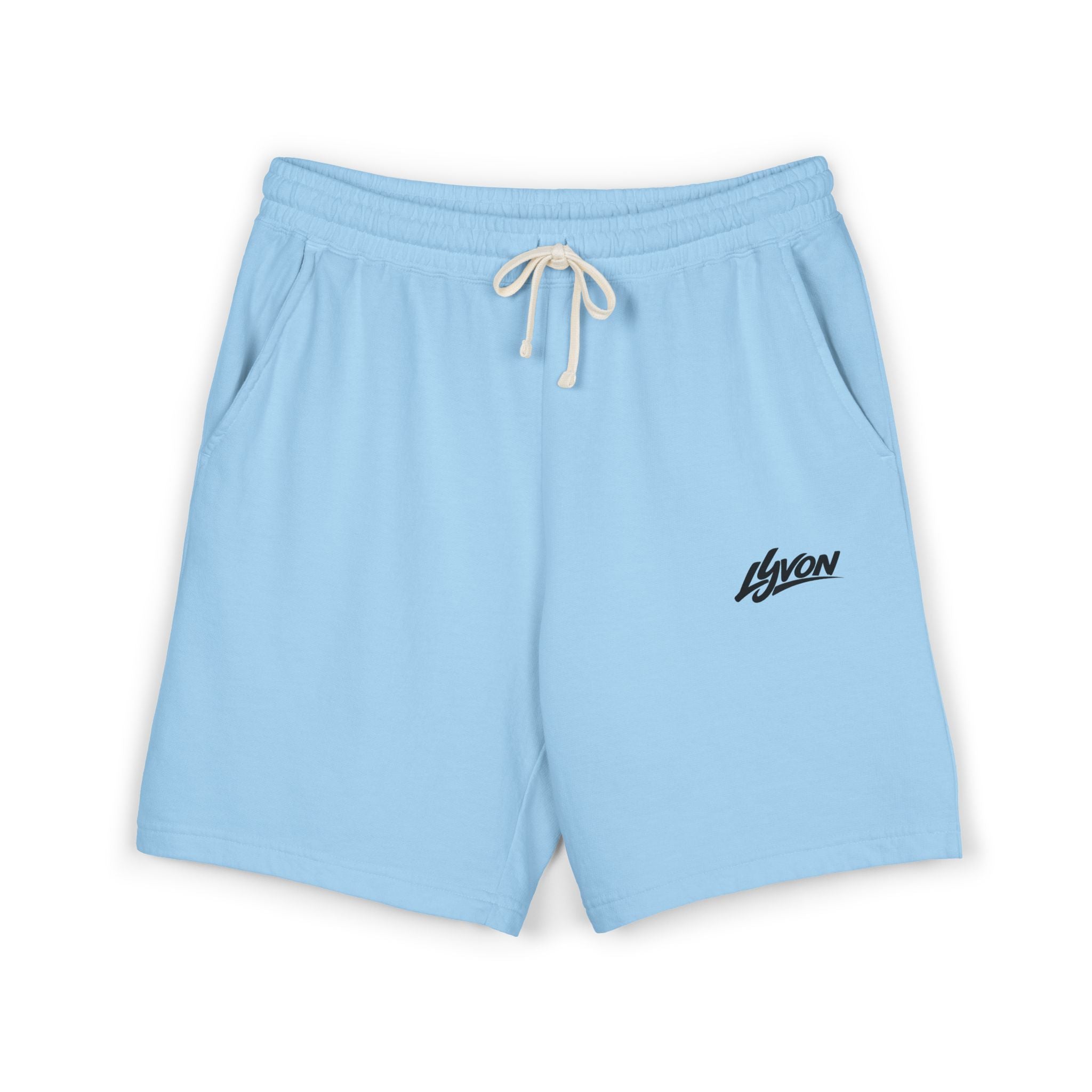 Lightweight Fleece Sweat Shorts - Garment-Dyed Casual Lounge Shorts with Script Logo