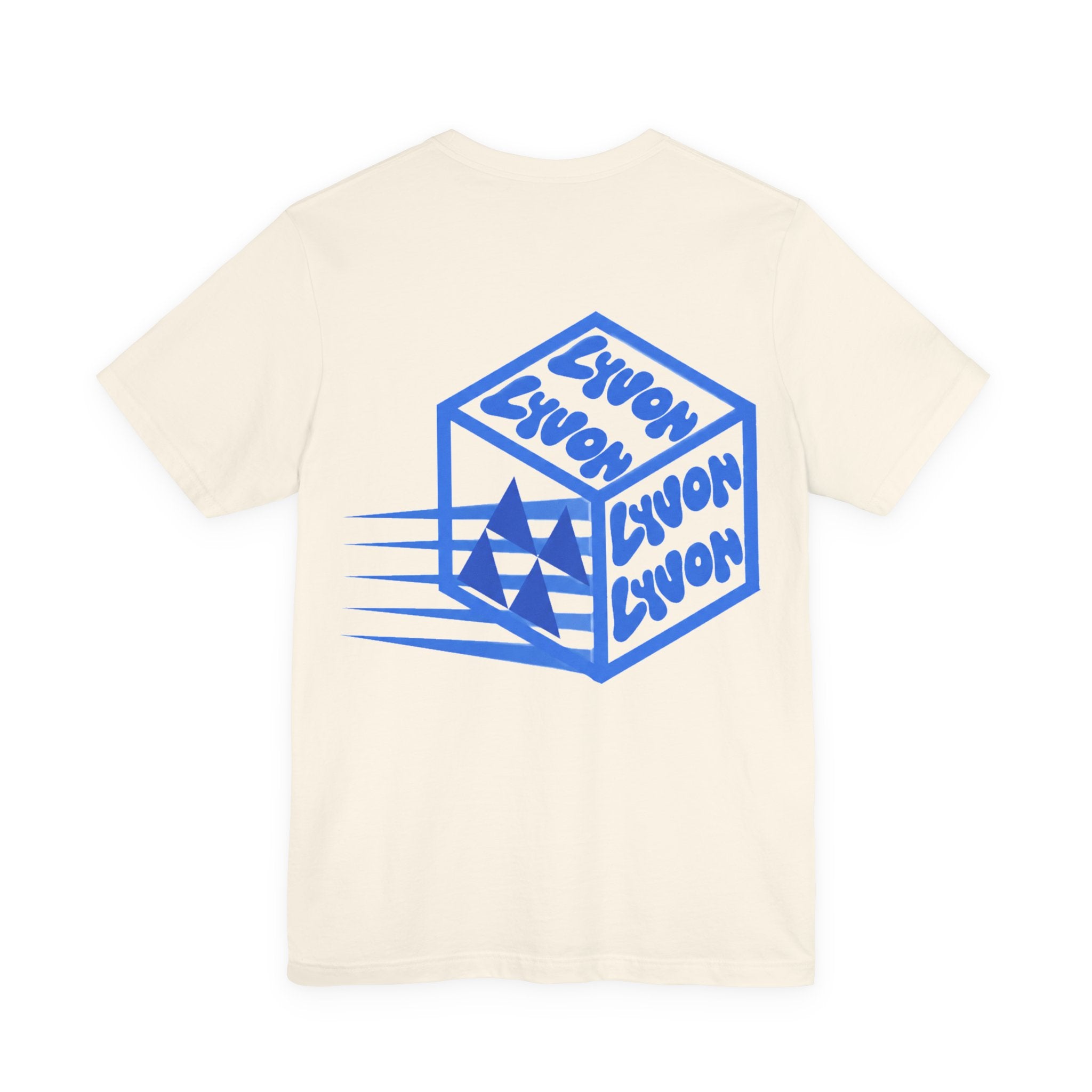 Lyvon Logo Tee — Retro Blue Speed Cube Graphic T-Shirt