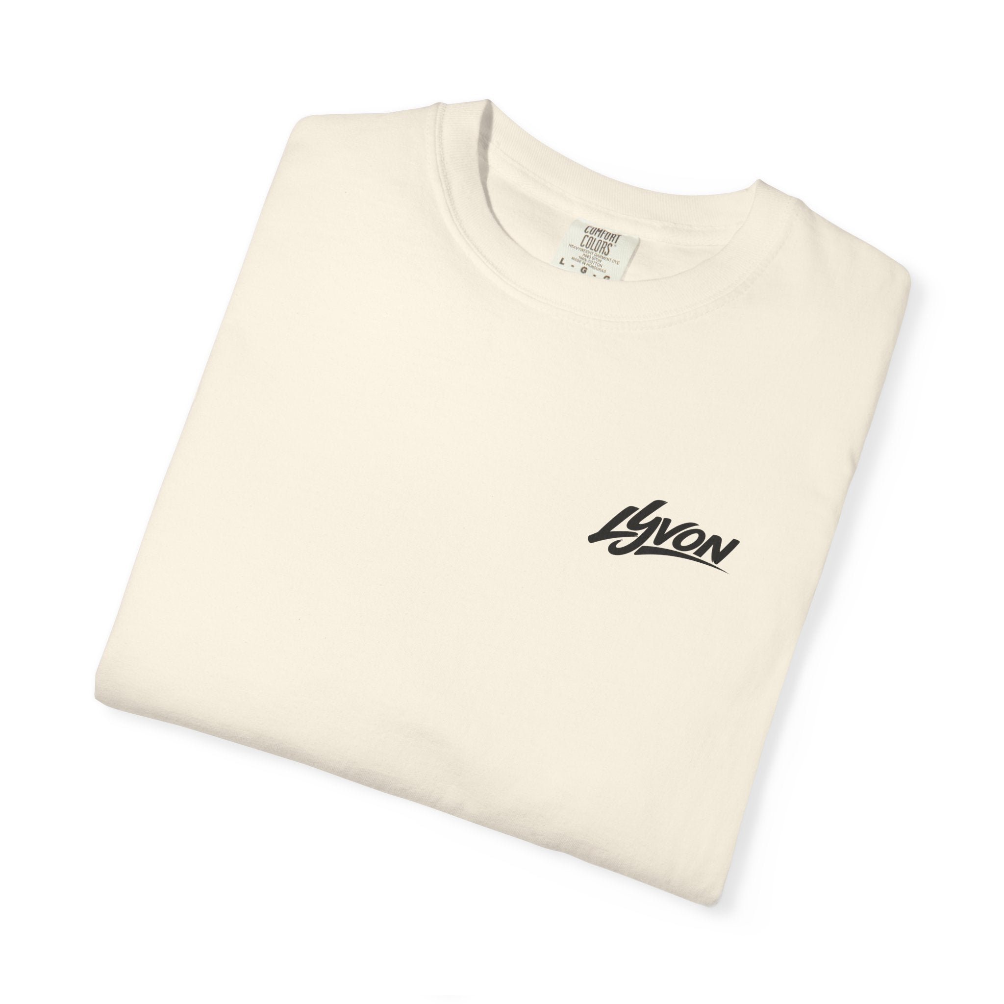 Copy of Lyvon Script Logo T‑Shirt — Retro Blue Graphic Tee (Front Chest & Back Print)