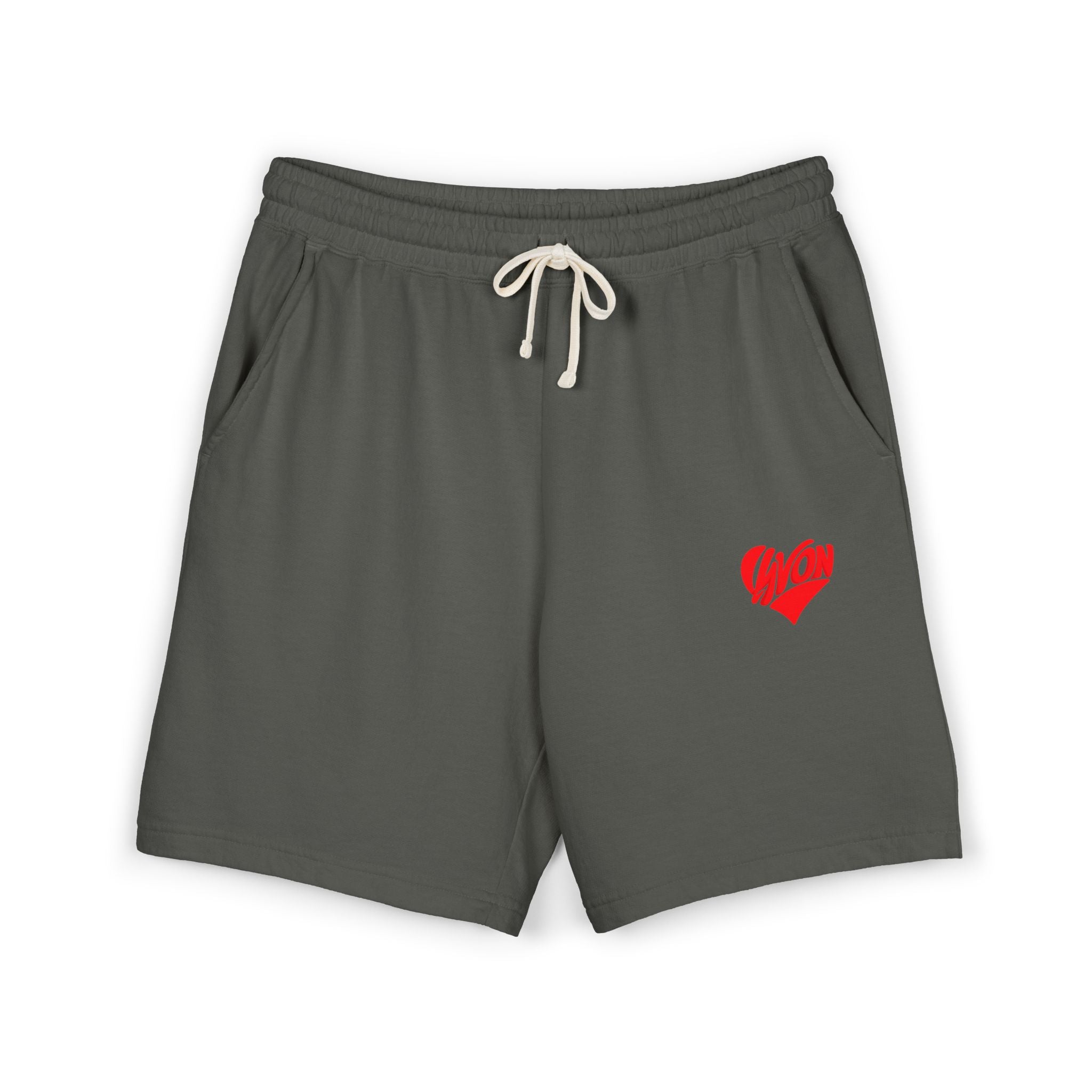 LYVON Heart Fleece Shorts — Short Molletonné Brodé Cœur
