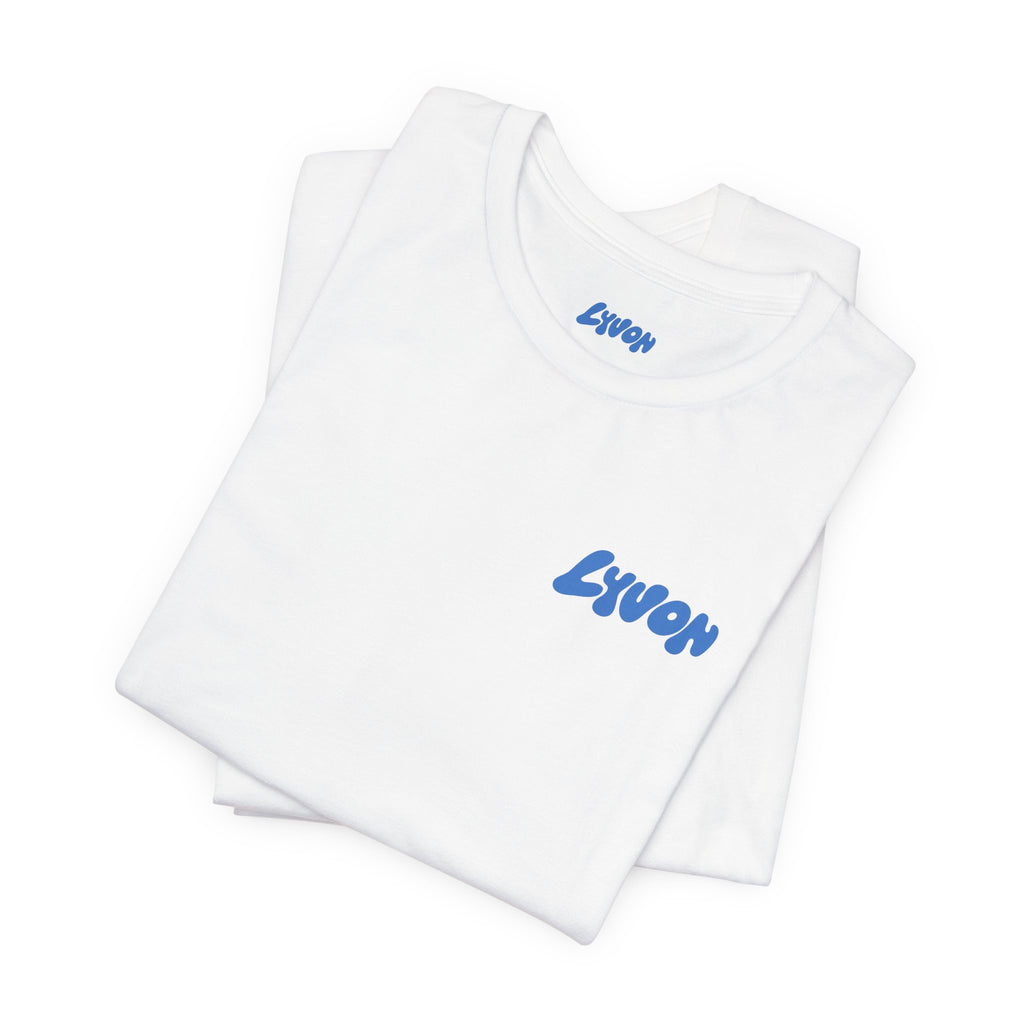 Lyvon Logo Tee — Retro Blue Speed Cube Graphic T-Shirt