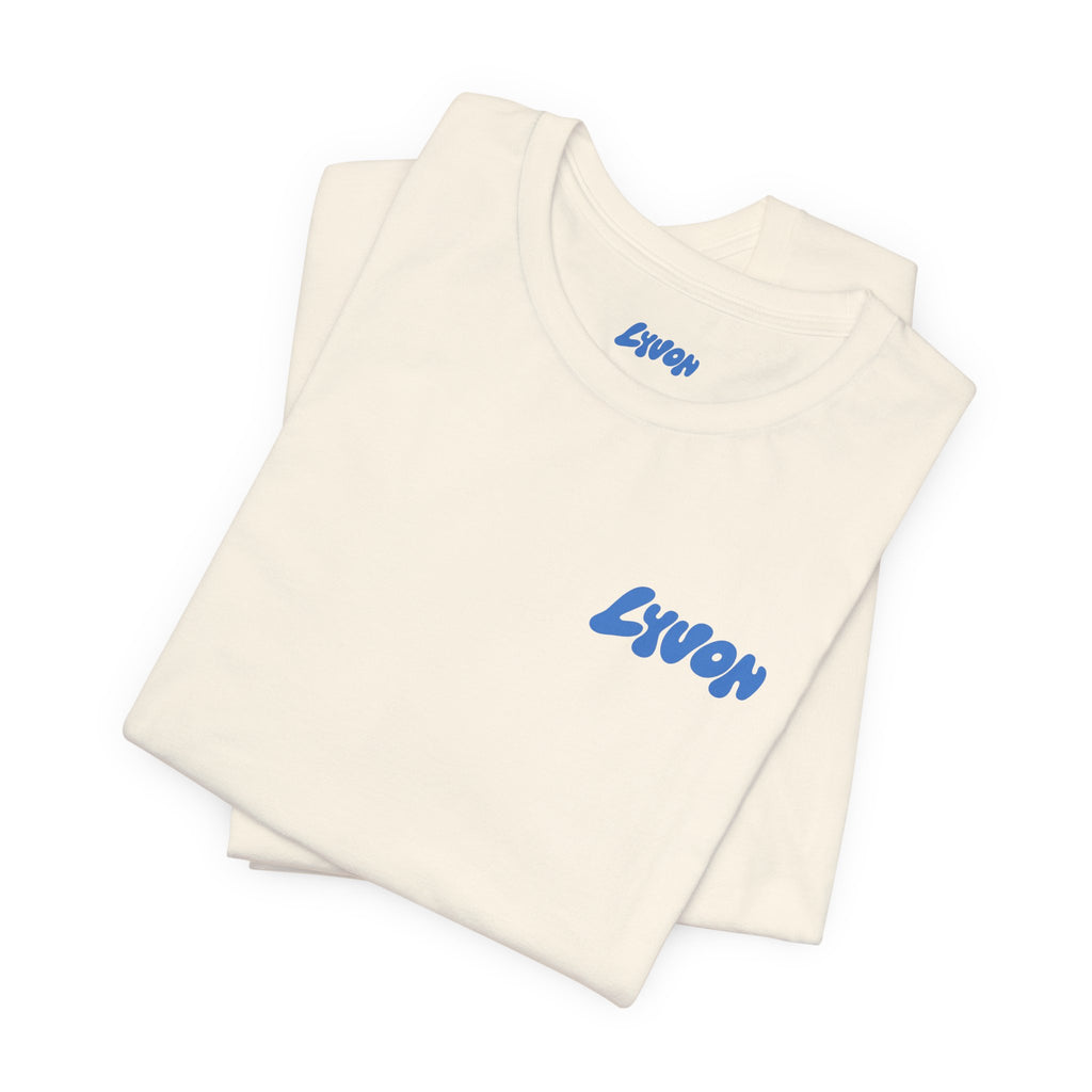 Lyvon Logo Tee — Retro Blue Speed Cube Graphic T-Shirt