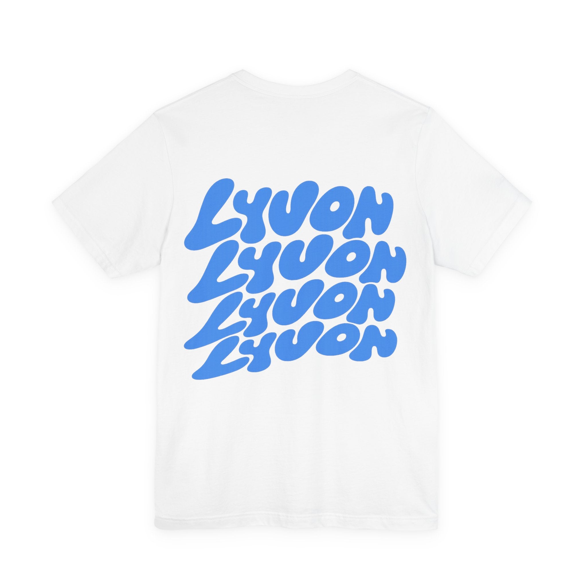 Lyvon Retro Wave Graphic Tee — Blue Logo Short Sleeve Shirt