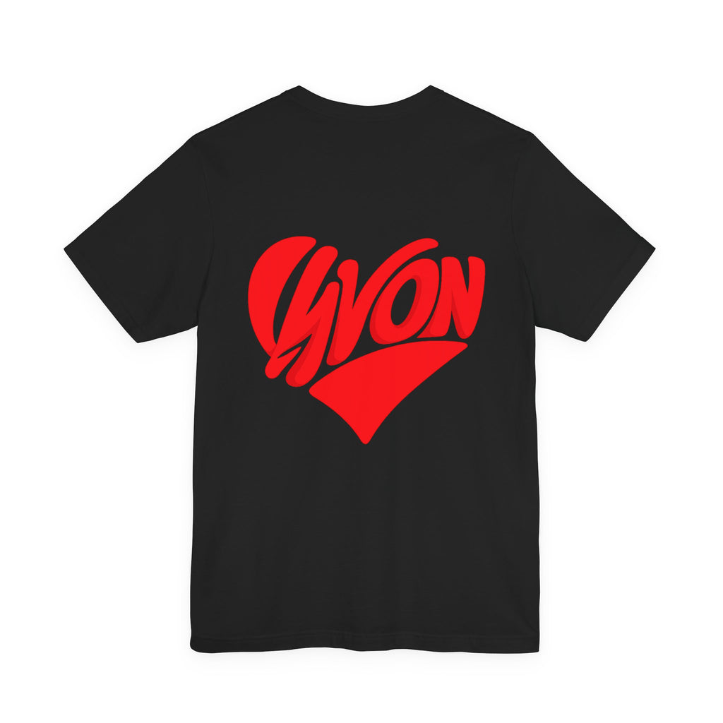 Yvon Heart Graphic Tee — Retro Script Logo T-Shirt