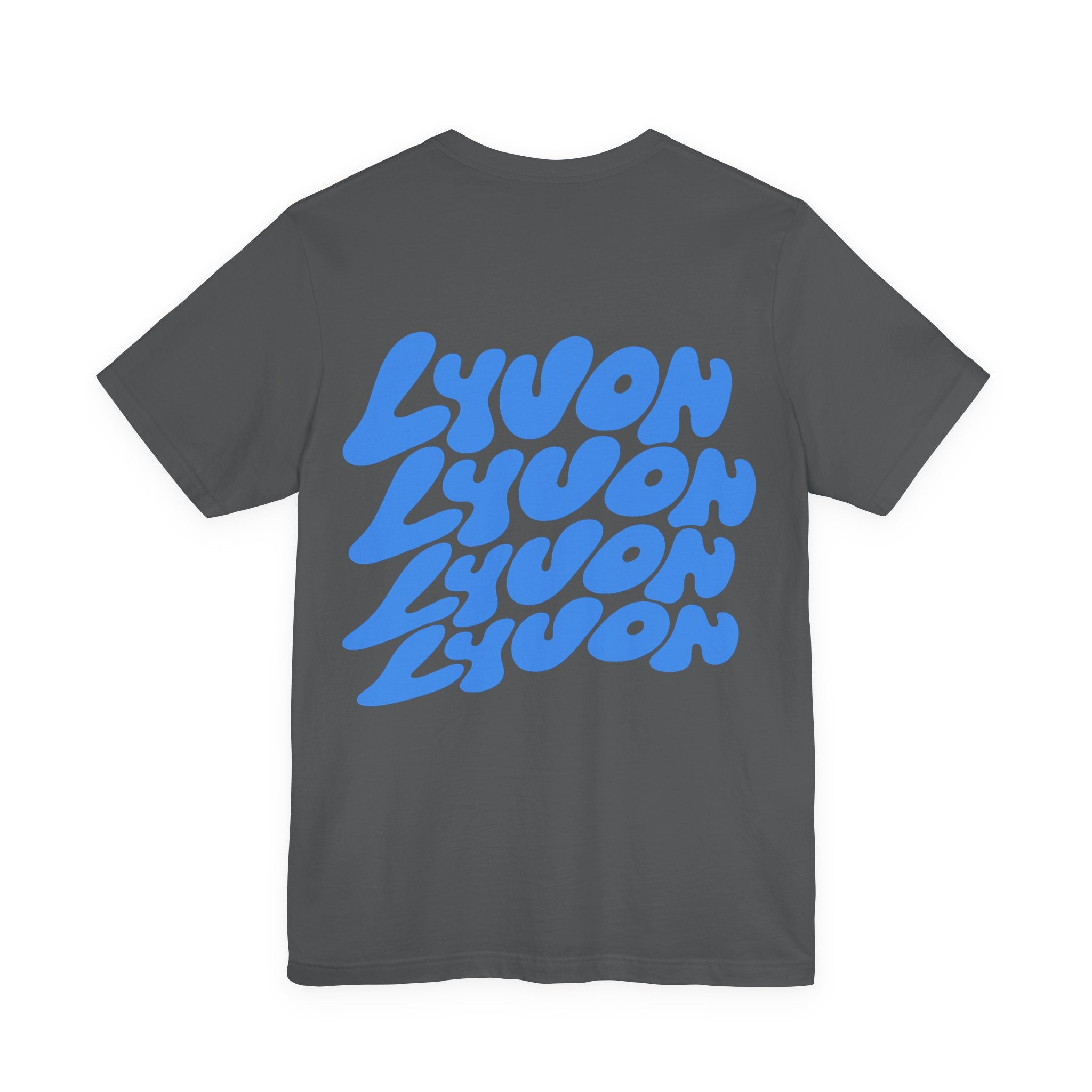 Lyvon Retro Wave Graphic Tee — Blue Logo Short Sleeve Shirt