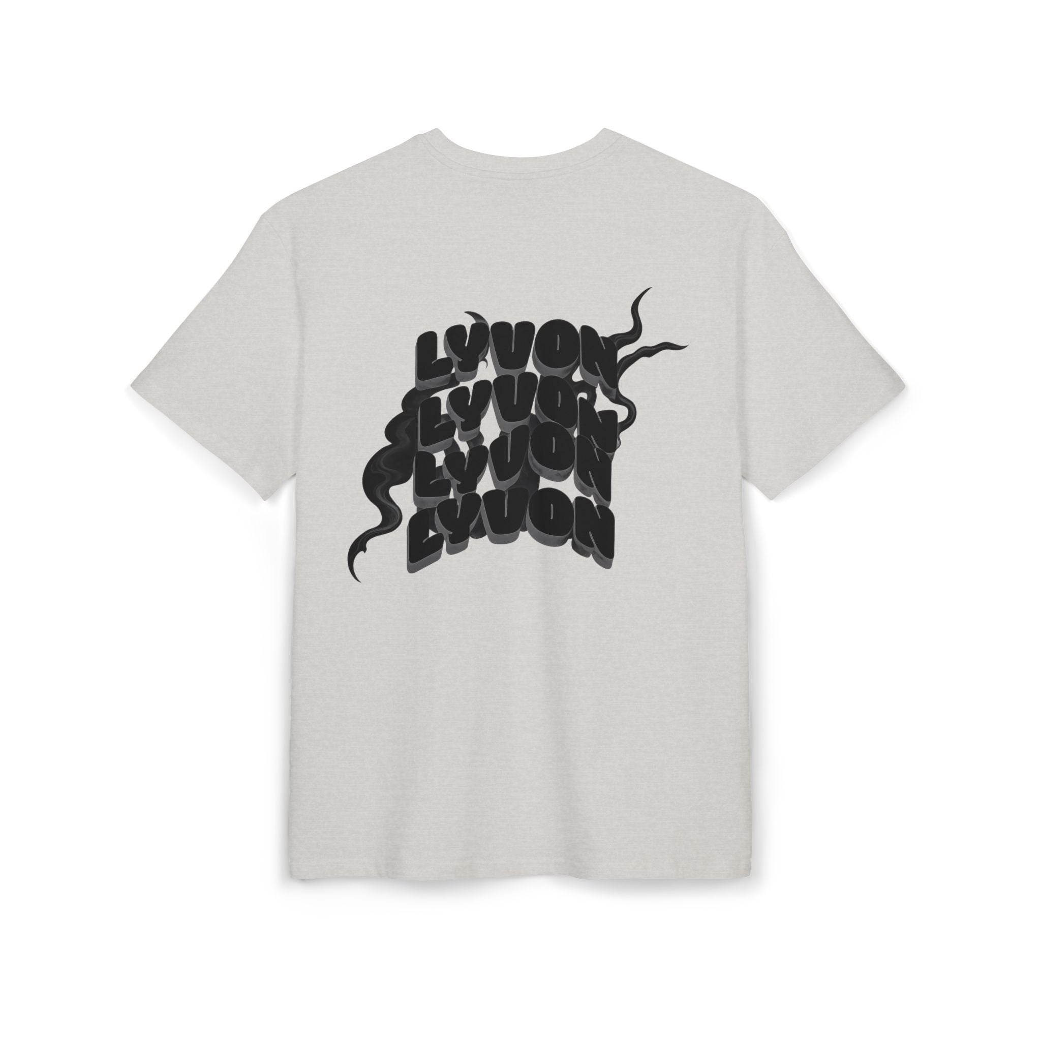 Oversized Tee — Black Wavy "LYUON" Logo Graphic
