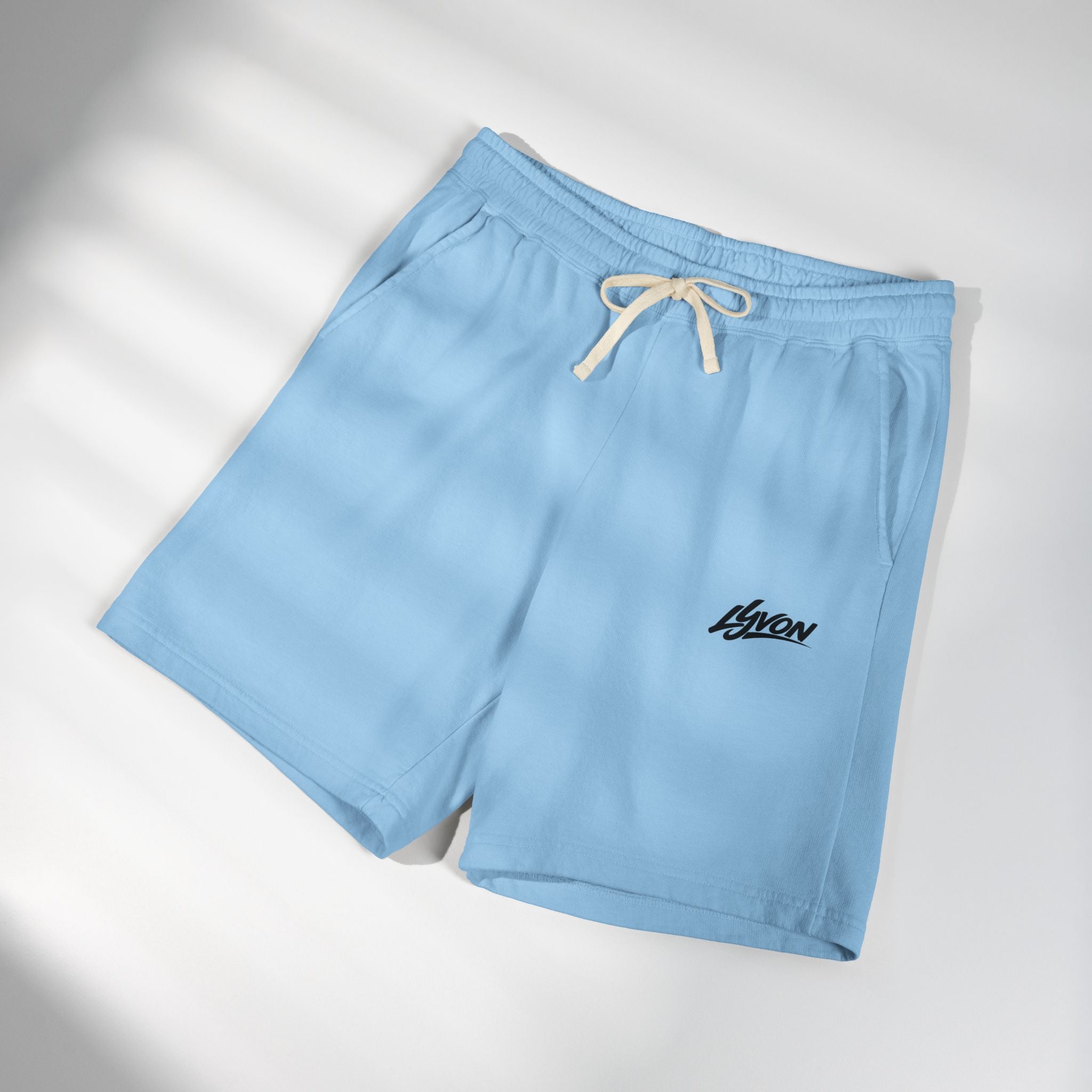Lightweight Fleece Sweat Shorts - Garment-Dyed Casual Lounge Shorts with Script Logo