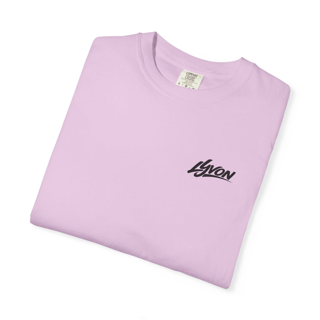 Copy of Lyvon Script Logo T‑Shirt — Retro Blue Graphic Tee (Front Chest & Back Print)