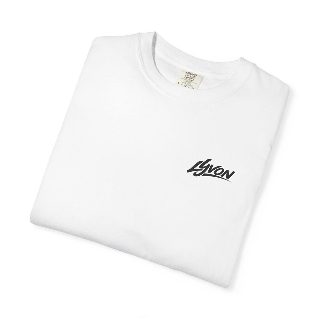 Copy of Lyvon Script Logo T‑Shirt — Retro Blue Graphic Tee (Front Chest & Back Print)