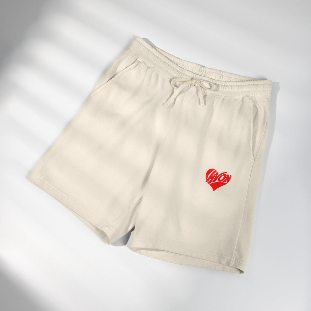 Lightweight Fleece Sweat Shorts — Heart 'AYON' Embroidered Lounge Shorts